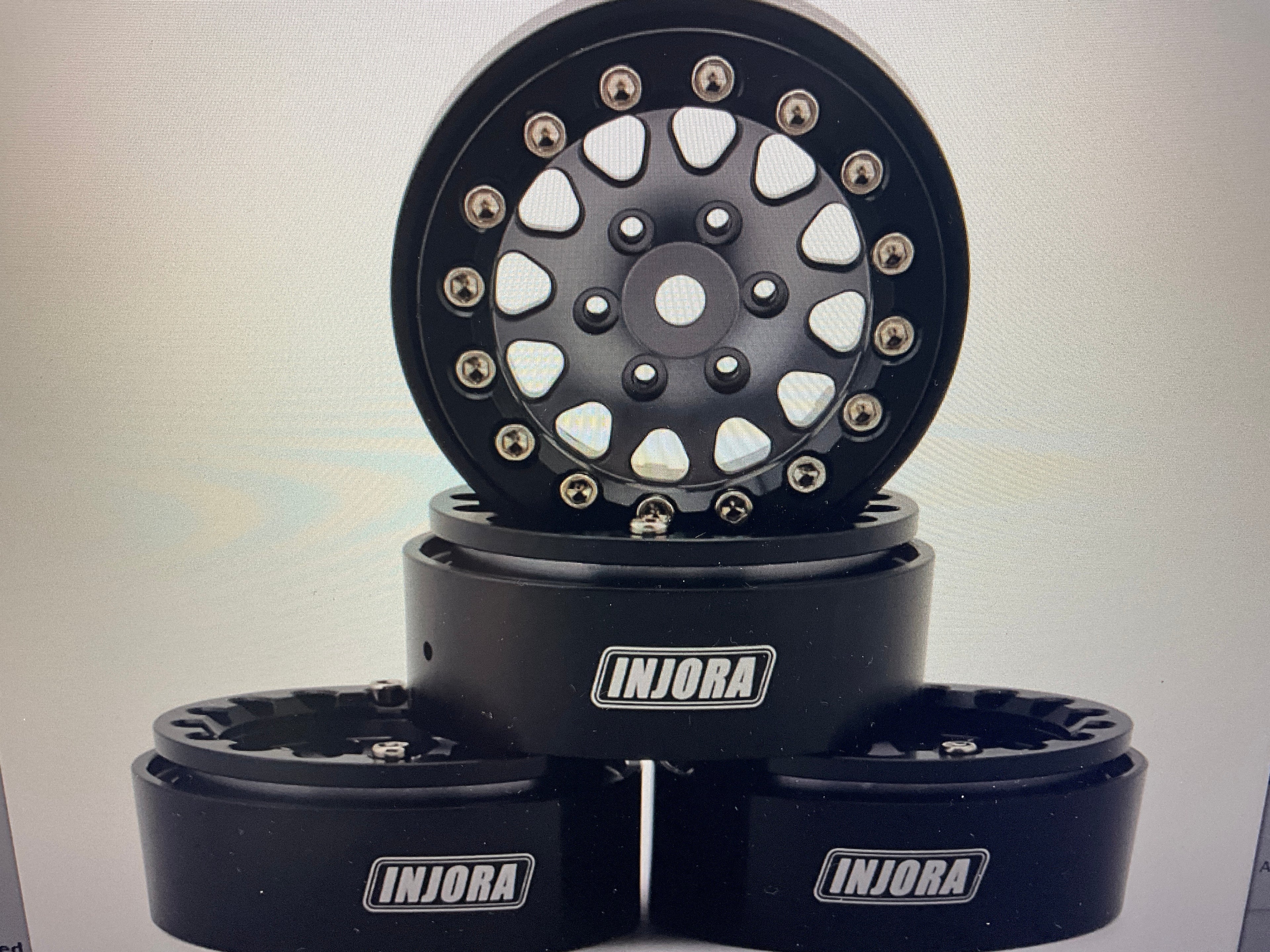Injora 1.3" D-Slot Aluminum Micro Crawler Beadlock Wheels (27g ea) (Grey/Black) (4)