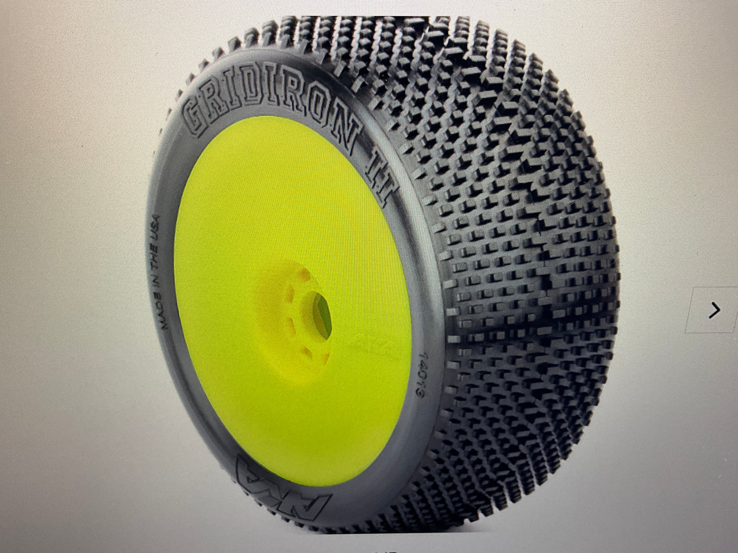 AKA PRODUCTS, INC. 1/8 Gridiron II Soft Long Wear Pre-Mounted Tires, Yellow EVO Wheels (2): Buggy