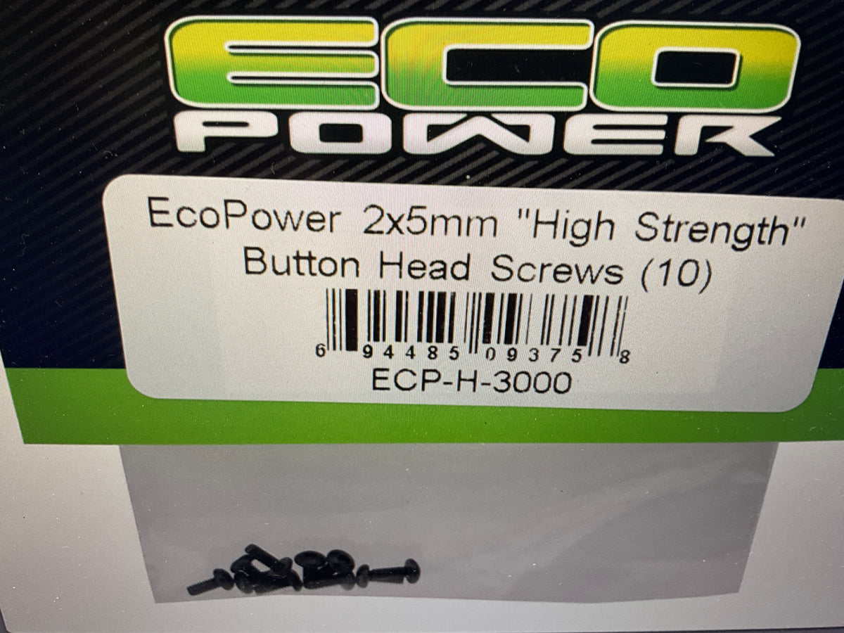 EcoPower 2mm "High Strength" Steel Button Head Screws (10) (2x5mm)