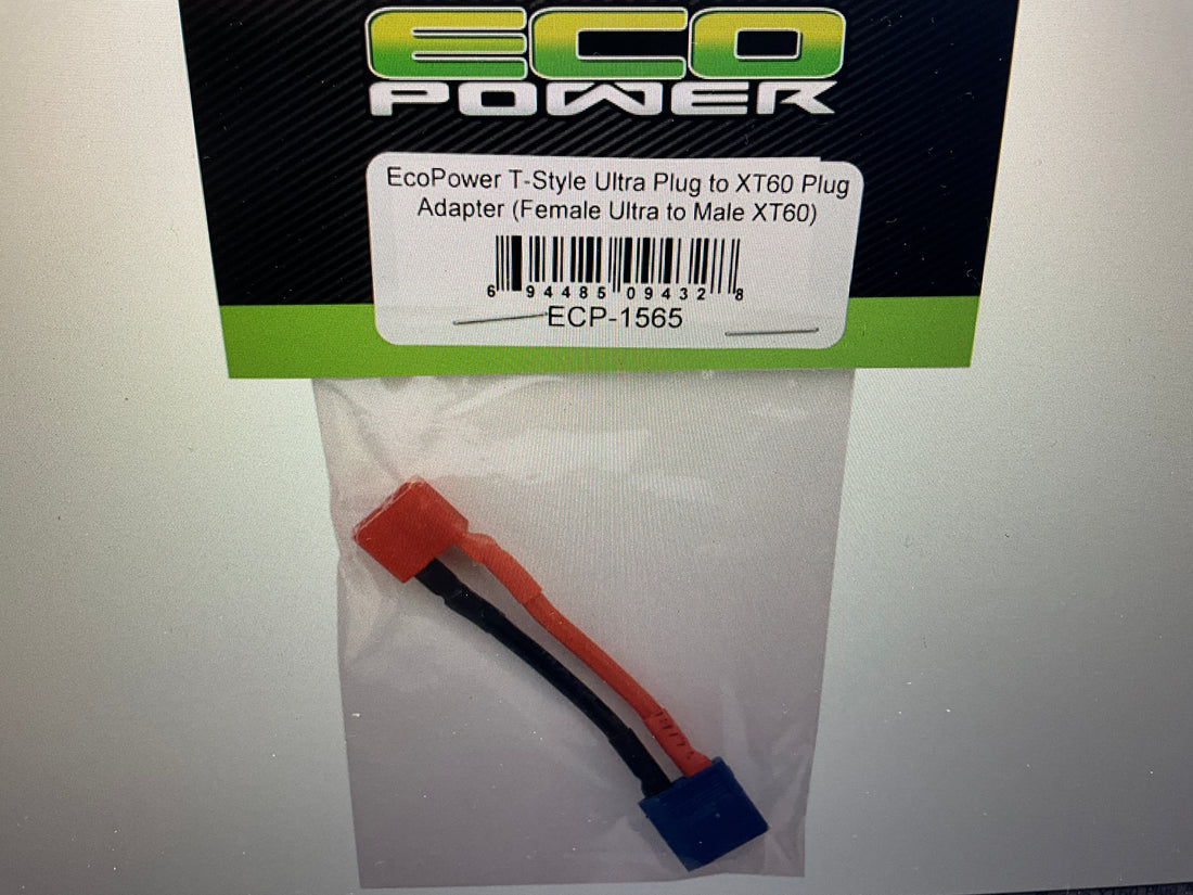EcoPower T-Style Ultra Plug to XT60 Plug Adapter (Female T-Style to Male XT60)