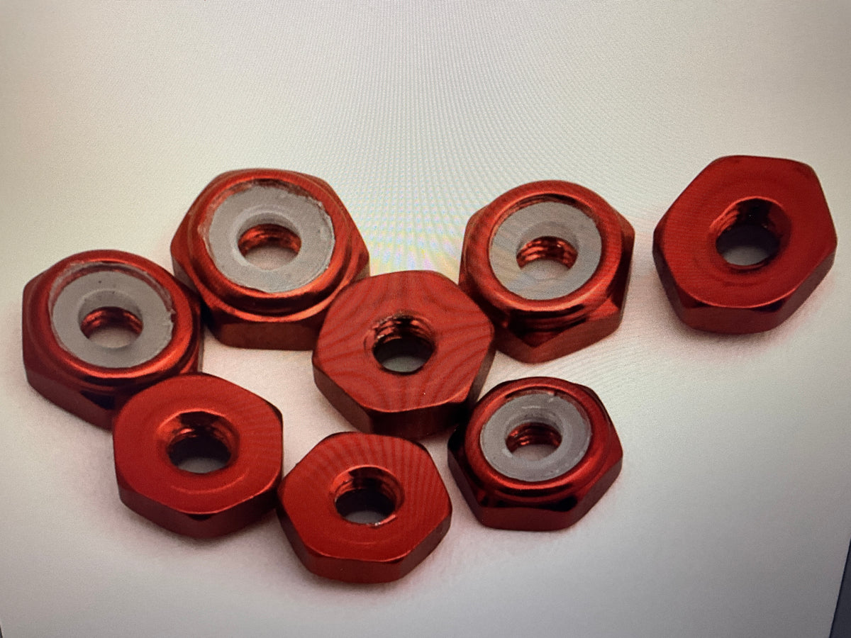 Kyosho 2mm Aluminum Ny-Lock Nuts (Red) (8)