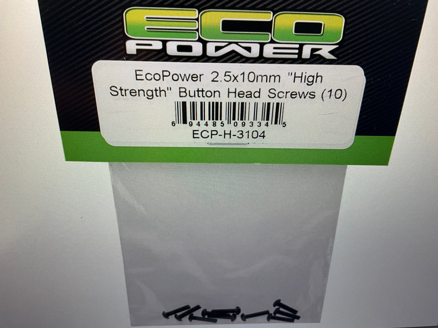 EcoPower 2.5mm "High Strength" Steel Button Head Screws (10) (2.5x10mm)
