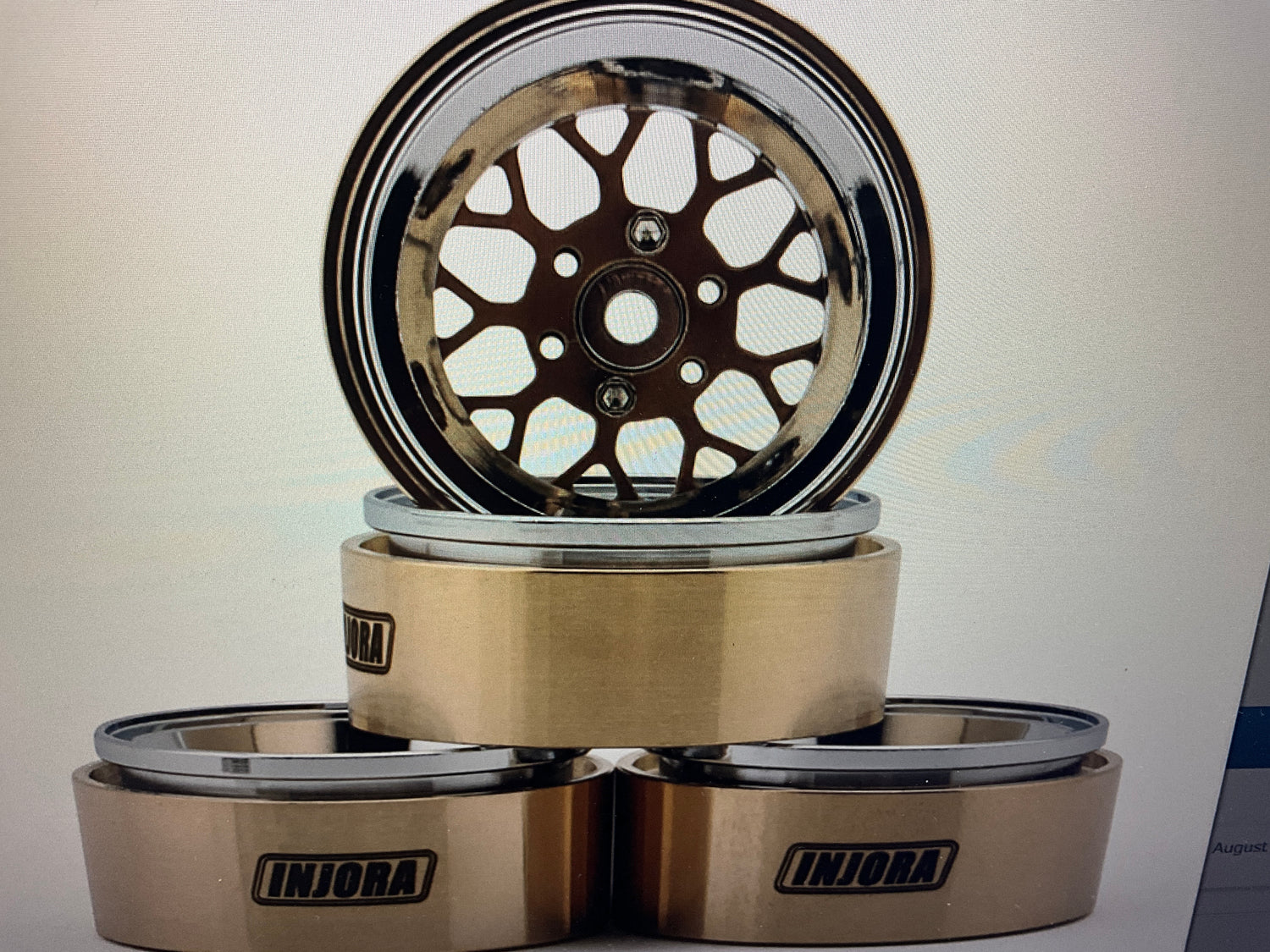 Injora 1.3" ModuWheel Brass &amp; Aluminum Micro Rock Crawler Beadlock Wheels (43g ea) (Bronze/Chrome) (4)