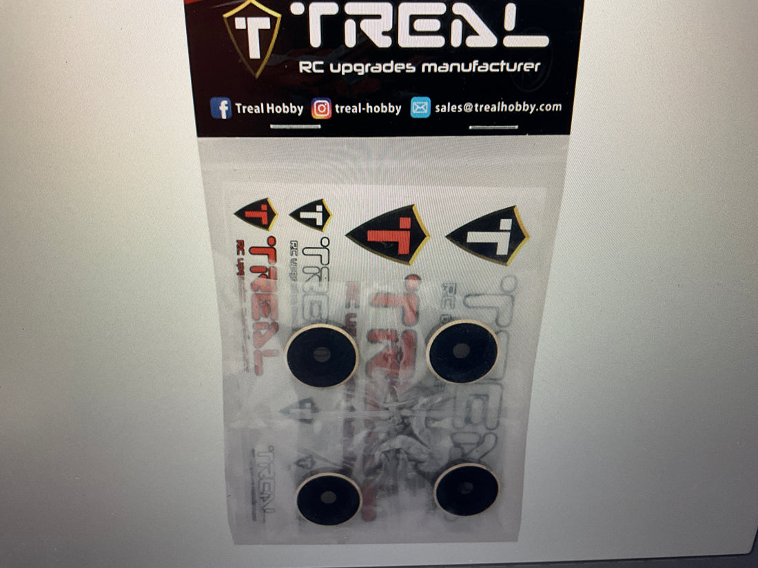 Treal Hobby 1.9&quot; Brass Bead-Lock Wide Wheel Hub Weights (9mm) (4) (20g)