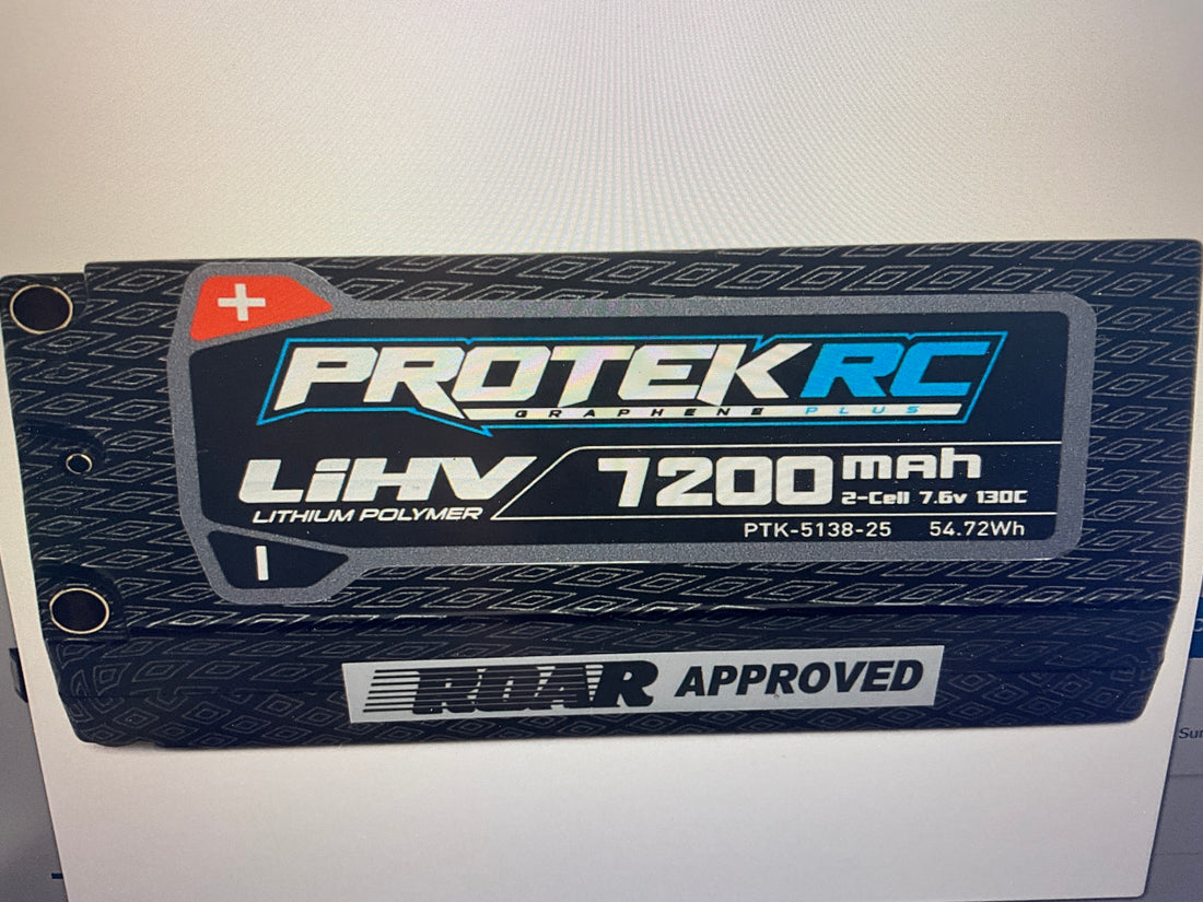 ProTek RC 2S 130C Low IR Si-Graphene+ HV Mid-Sized LiPo Battery (7.6V/7200mAh) w/5mm Connectors (ROAR Approved) (113mm Length)