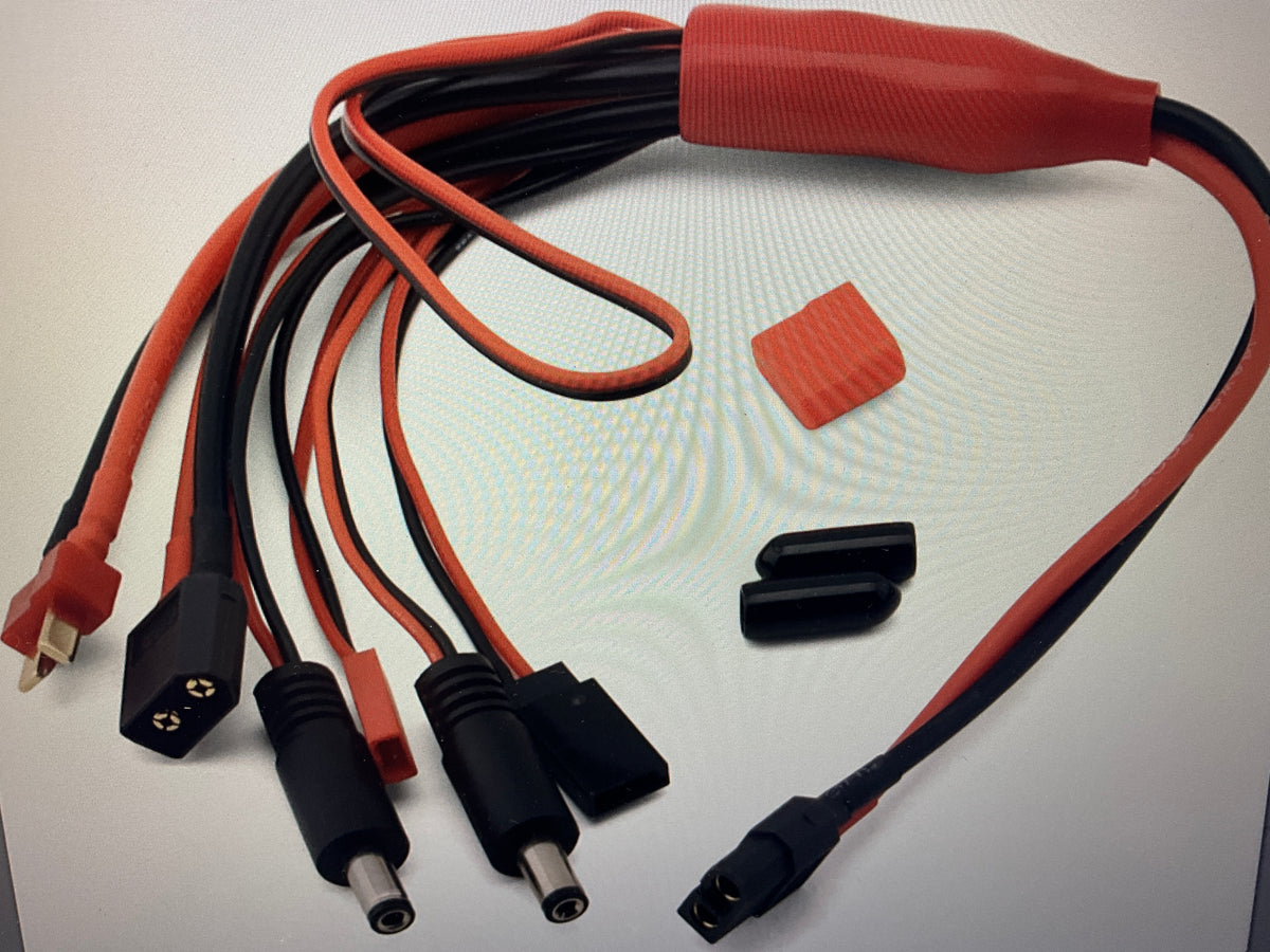 EcoPower "Squid" Multi Connector Charge Lead (XT60, Futaba, JST, T-Style &amp; Transmitter Connectors) w/XT60 Input