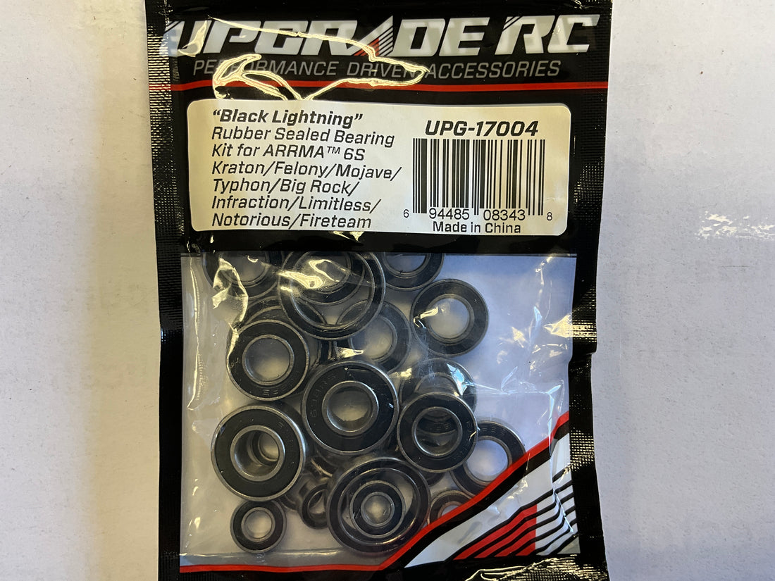 UpGrade RC &quot;Black Lightning&quot; Rubber Sealed Bearing Kit for Arrma® 6S BLX Felony™ /Mojave™/Typhon™/Big Rock™/Infraction™/Limitless™