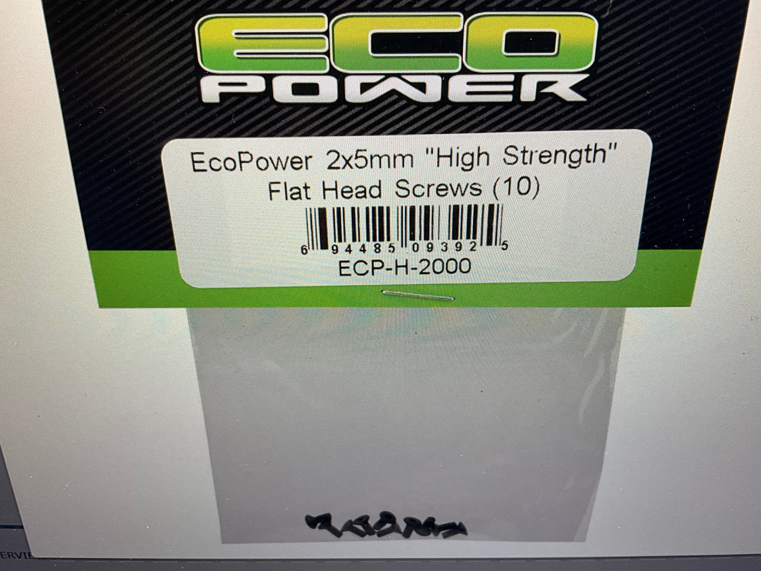 EcoPower 2mm "High Strength" Steel Flat Head Screws (10) (2x5mm)