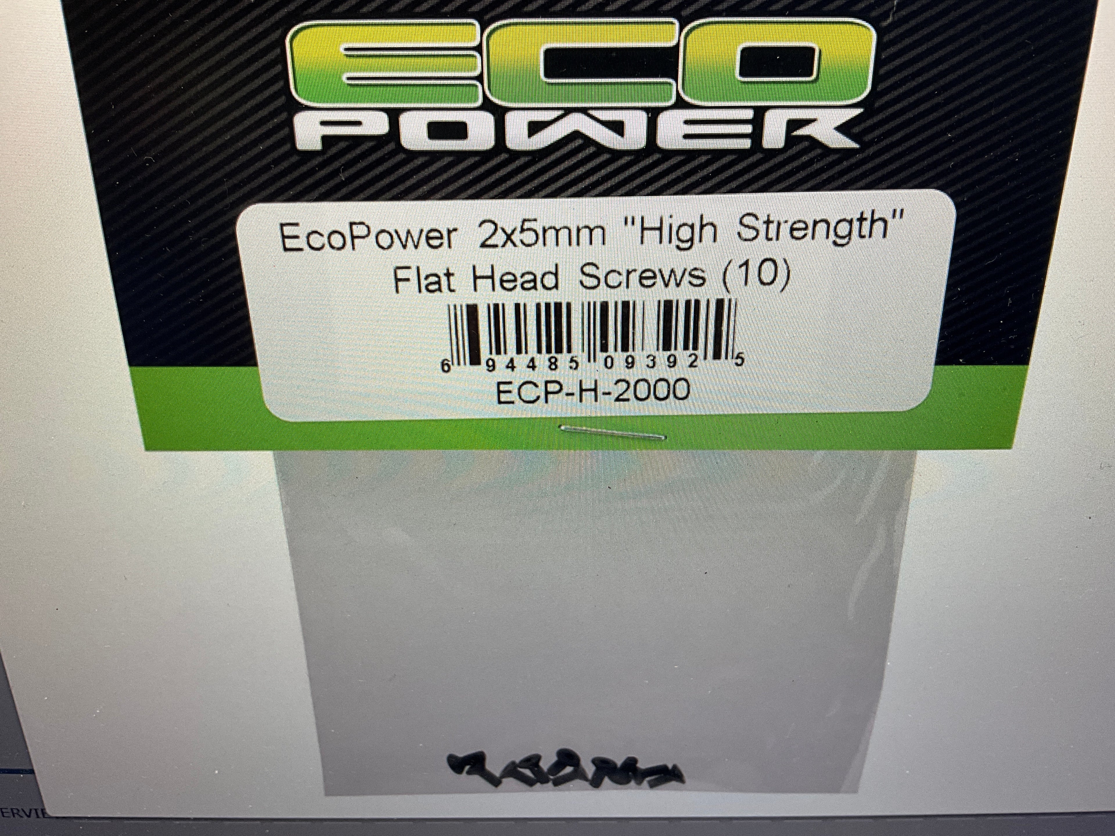 EcoPower 2mm "High Strength" Steel Flat Head Screws (10) (2x5mm)
