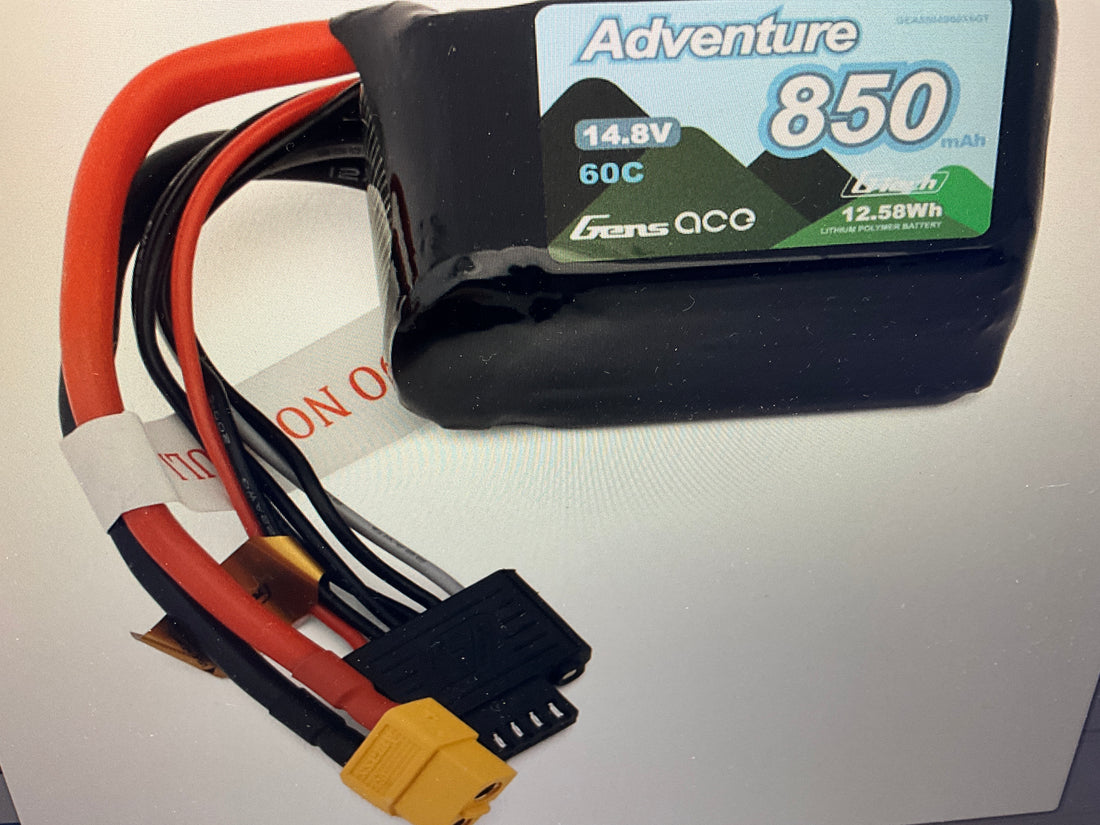 Gens Ace 4S 60C G-Tech Adventure LiPo Battery (14.8V/850mAh) w/XT60 Connector