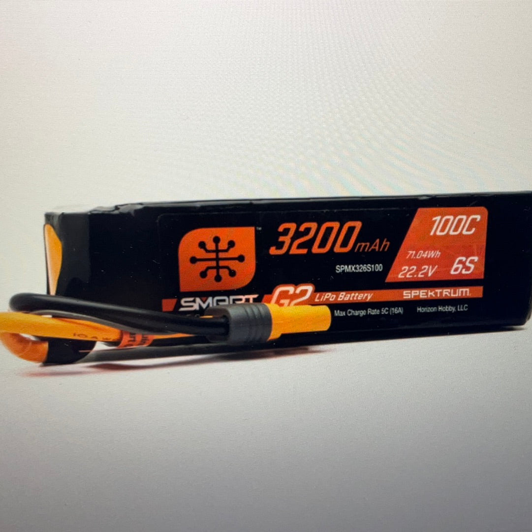 SPEKTRUM 22.2V 3200mAh 6S 100C Smart G2 LiPo Battery: IC5
