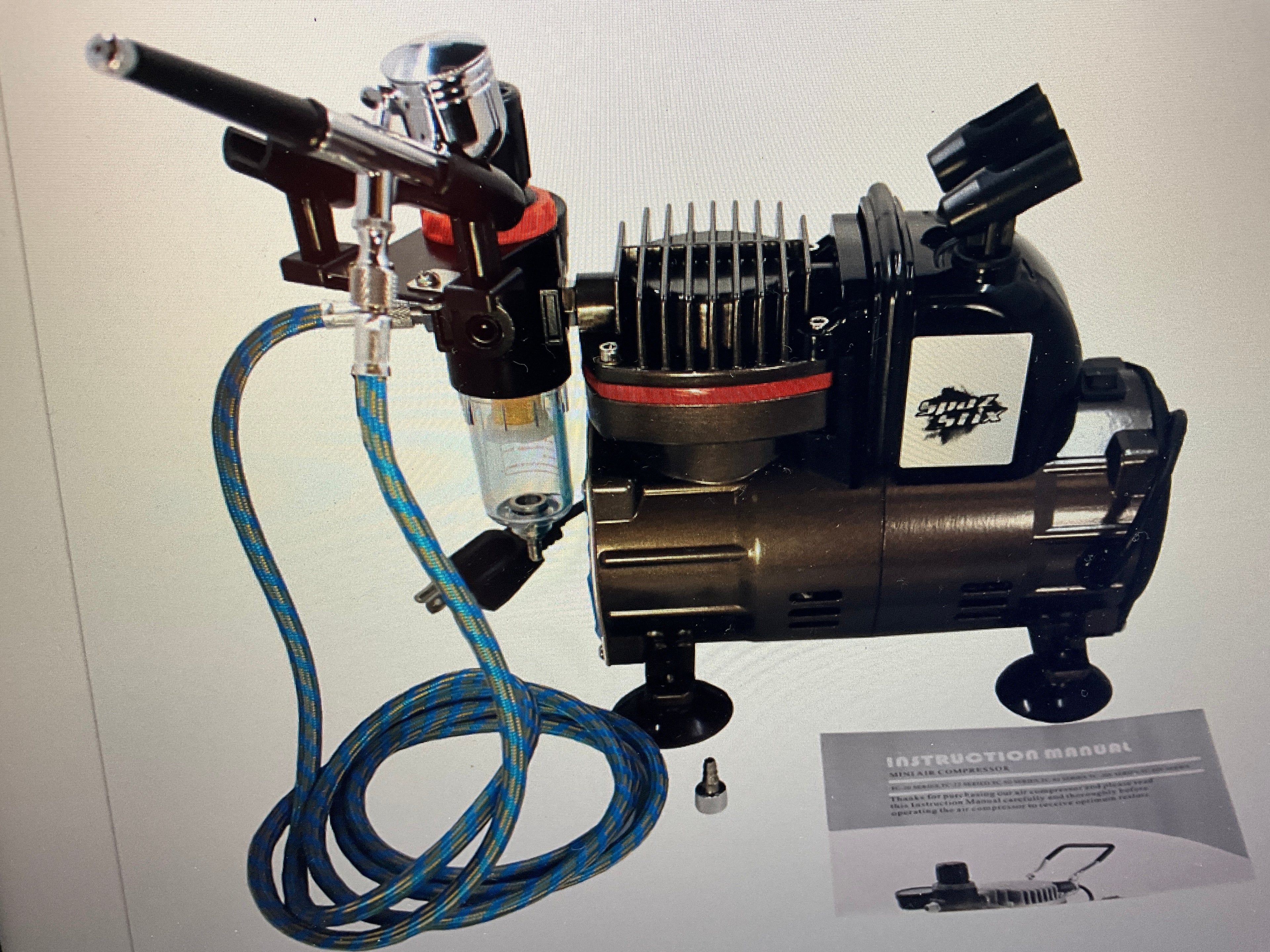 Spaz Stix Dual Action Gravity Feed Airbrush &amp; Air Compressor Combo