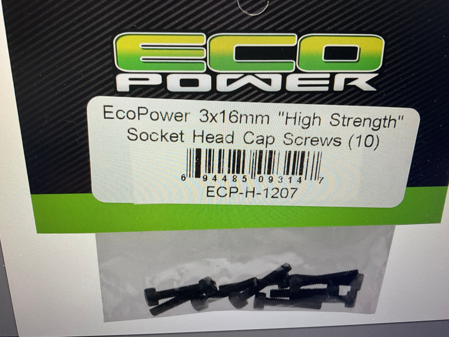 EcoPower 3mm "High Strength" Steel Socket Head Cap Screws (10) (3x16mm)