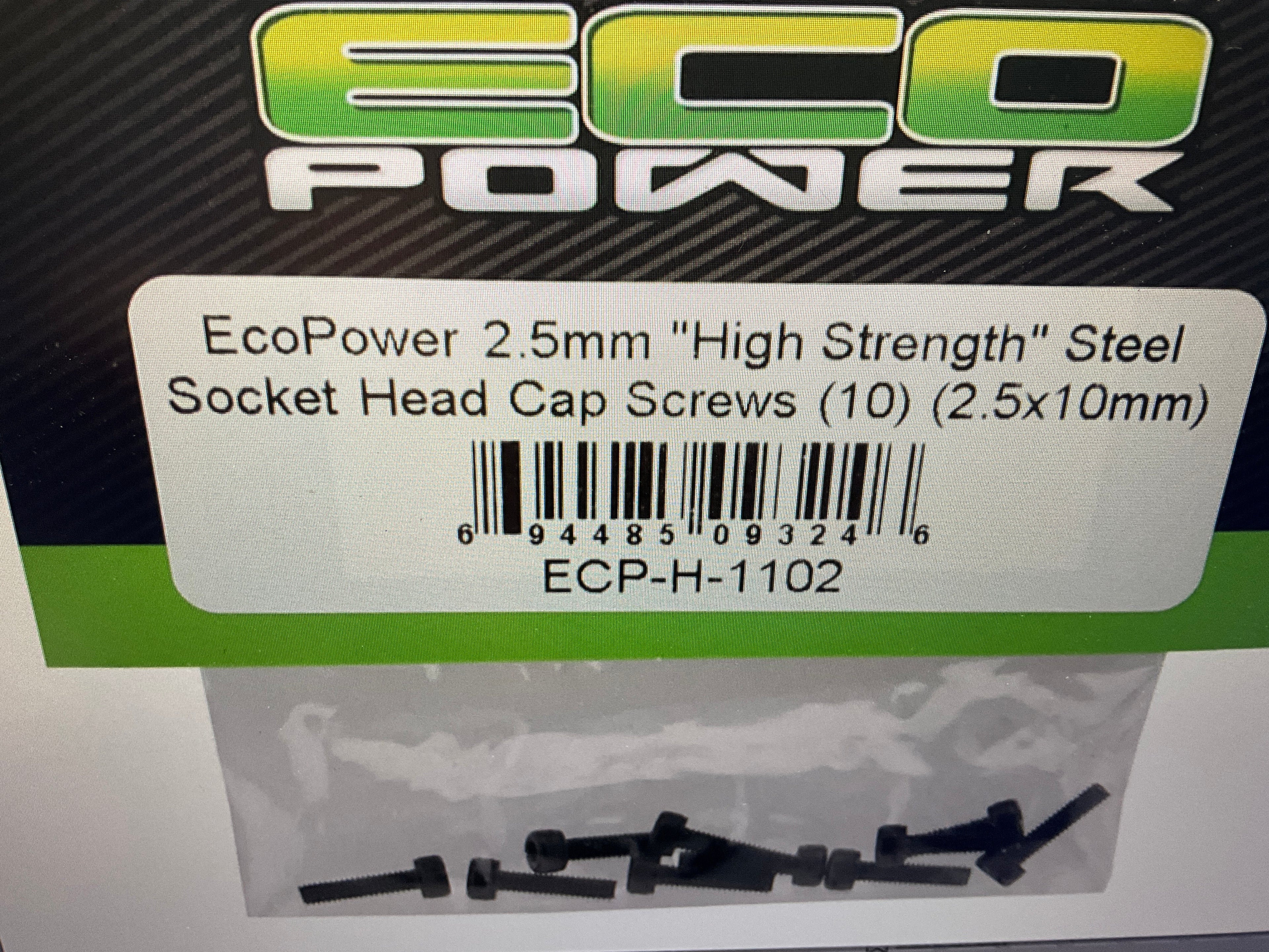 EcoPower 2.5mm "High Strength" Steel Socket Head Cap Screws (10) (2.5x10mm)