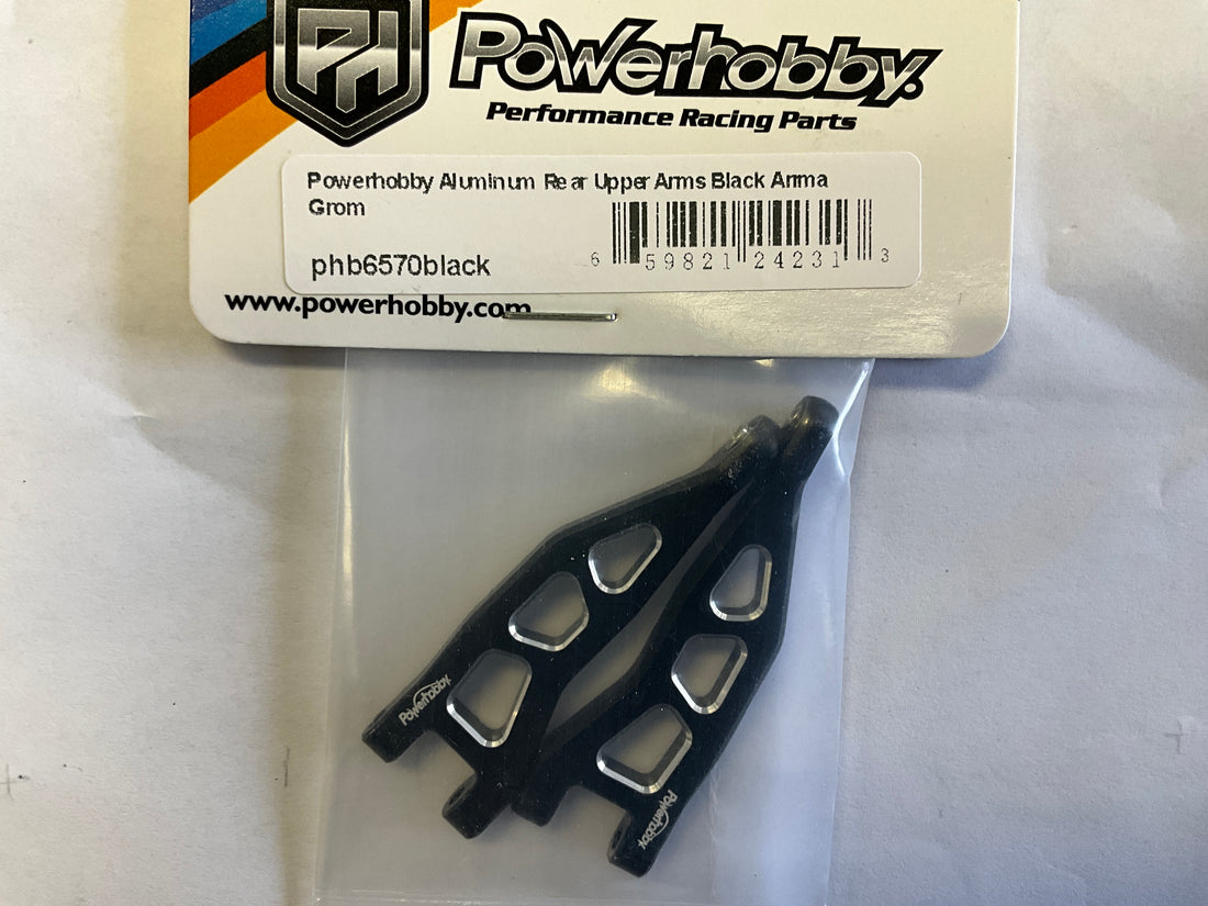 Powerhobby Aluminum Rear Upper Arms Black Arrma Granite / Typhon GROM