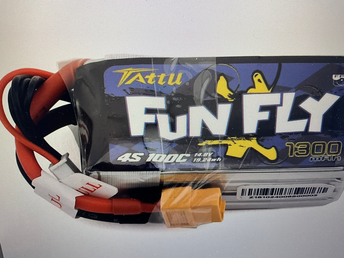 Tattu FunFly 4S LiPo Battery 100C (14.8V/1300mAh) (JST-XH) w/XT-60 Connector