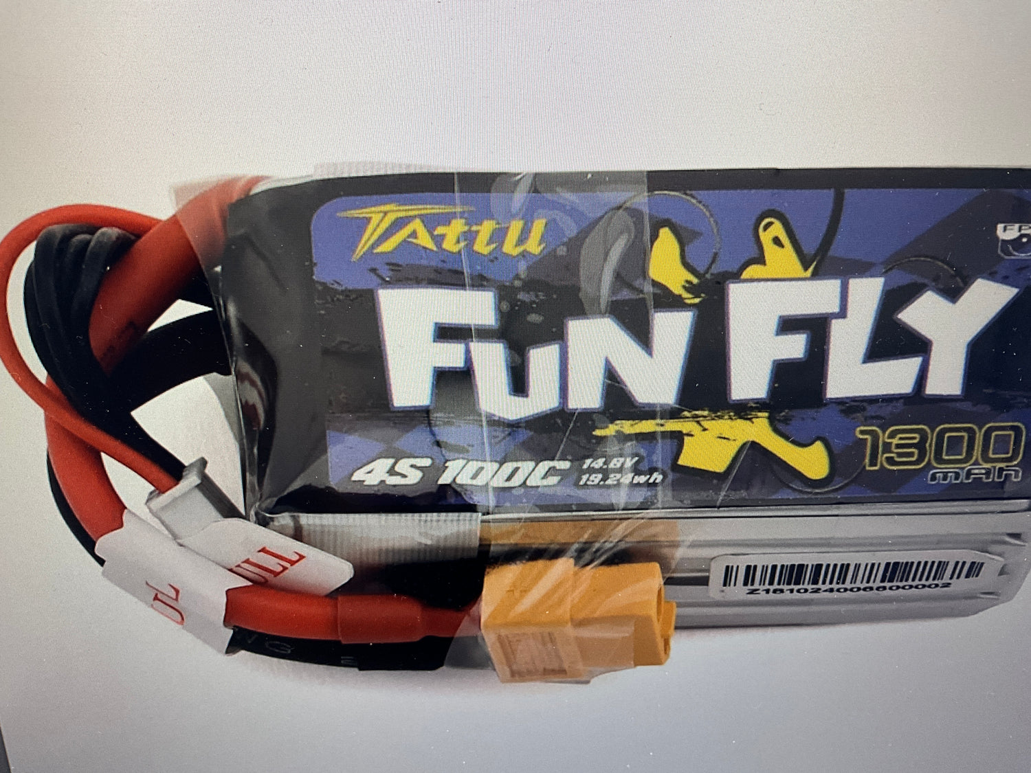 Tattu FunFly 4S LiPo Battery 100C (14.8V/1300mAh) (JST-XH) w/XT-60 Connector