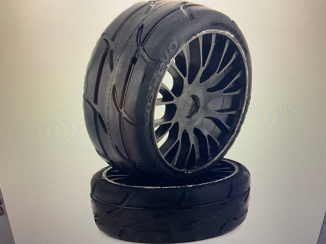 GRP Tires GT - TO3 Revo Belted Pre-Mounted 1/8 Buggy Tires (Black) (2) (XB3) w/FLEX Wheel