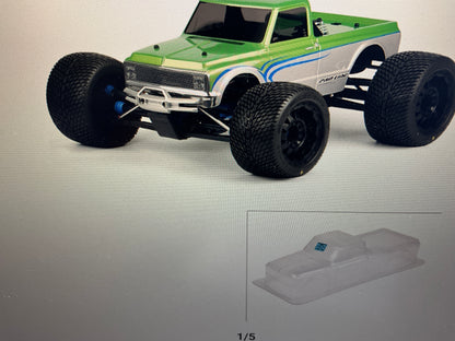 Pro-Line Racing 1/8 1972 Chevy C-10 Long Bed Clear Body: Monster Truck