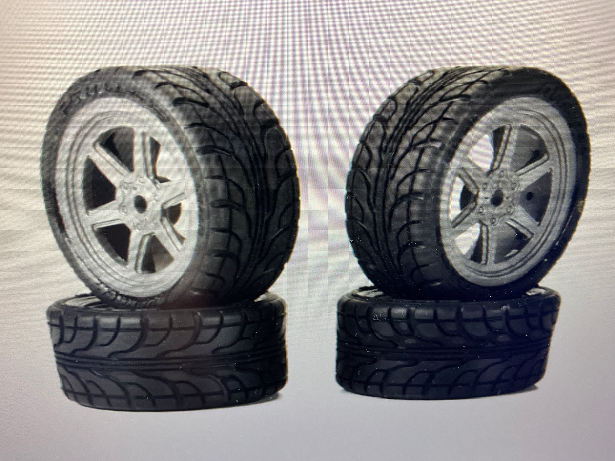 Pro-Line Racing 1/12 Avenger Tire Mounted on Overdrive Gray Wheel 8mm Hex (4): Losi NASCAR® Race Car