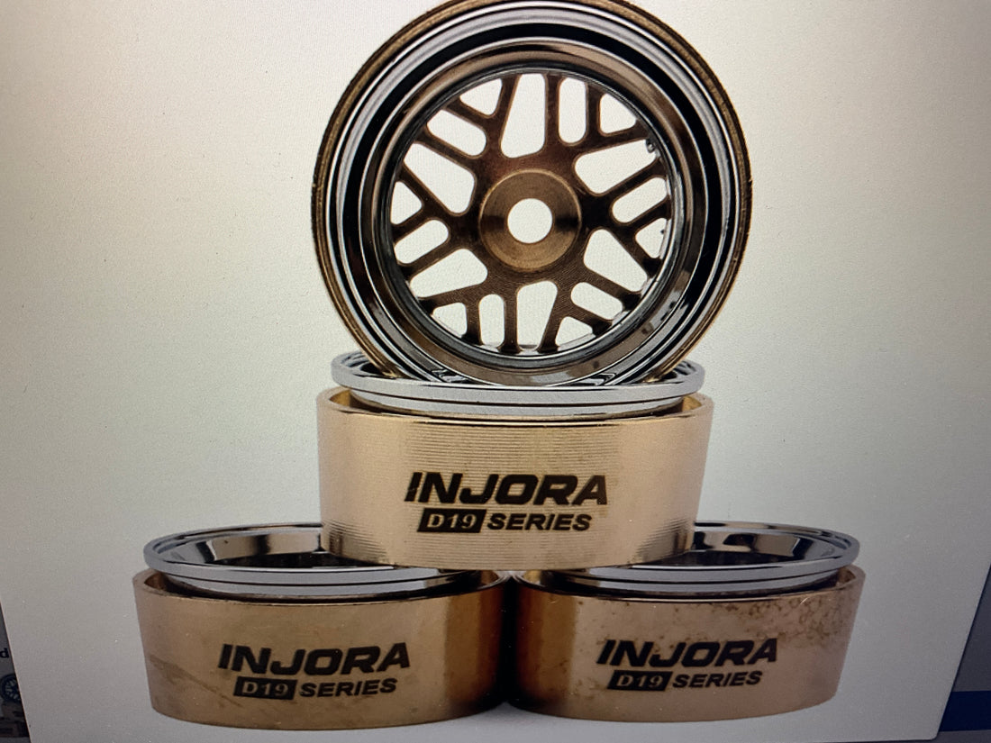 Injora 0.7" D19 ModuWheel Brass &amp; Aluminum Micro Crawler Beadlock Wheels (Gold) (4) (9.4g ea) (-2mm Offset)