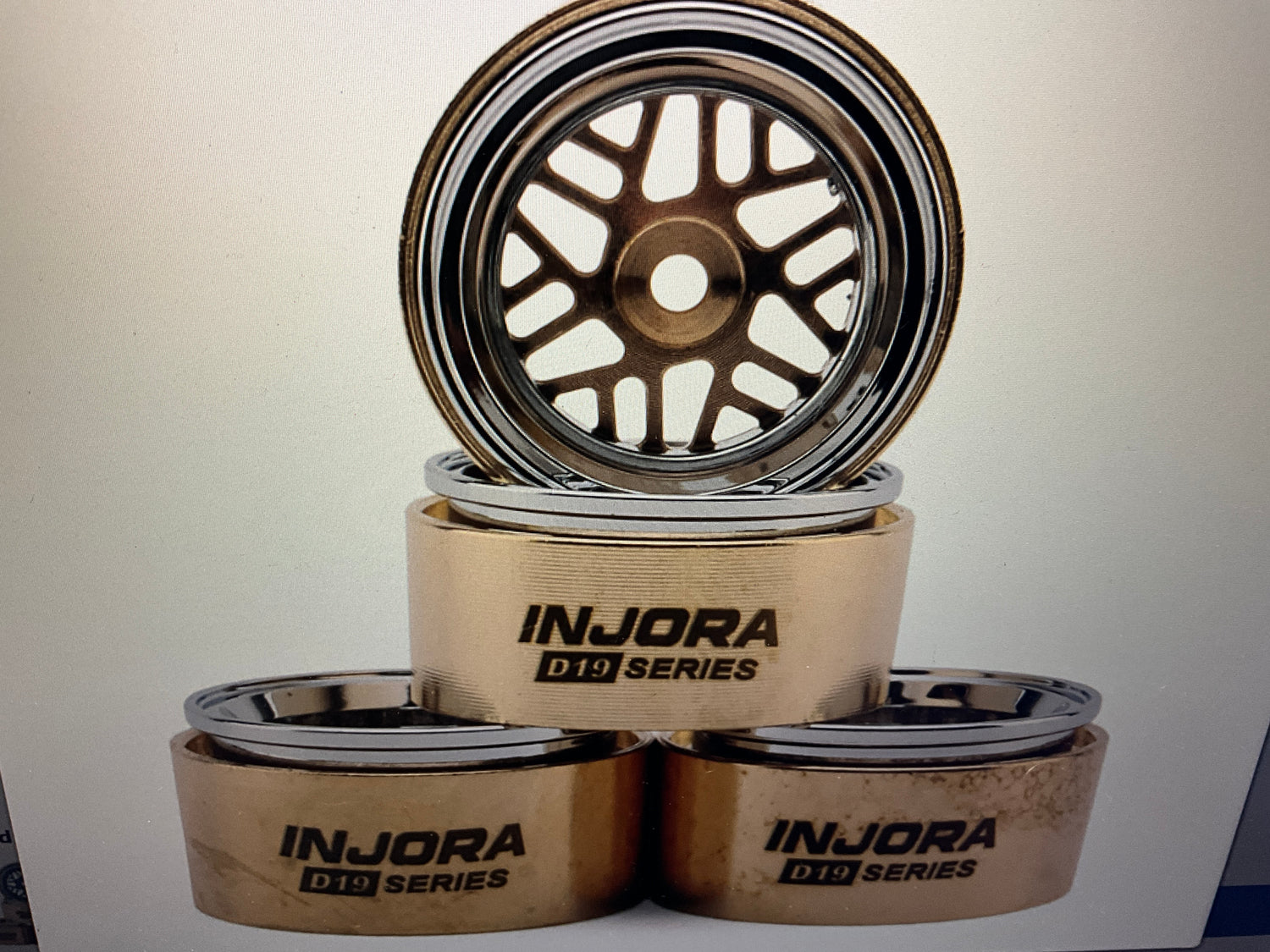 Injora 0.7" D19 ModuWheel Brass &amp; Aluminum Micro Crawler Beadlock Wheels (Gold) (4) (9.4g ea) (-2mm Offset)