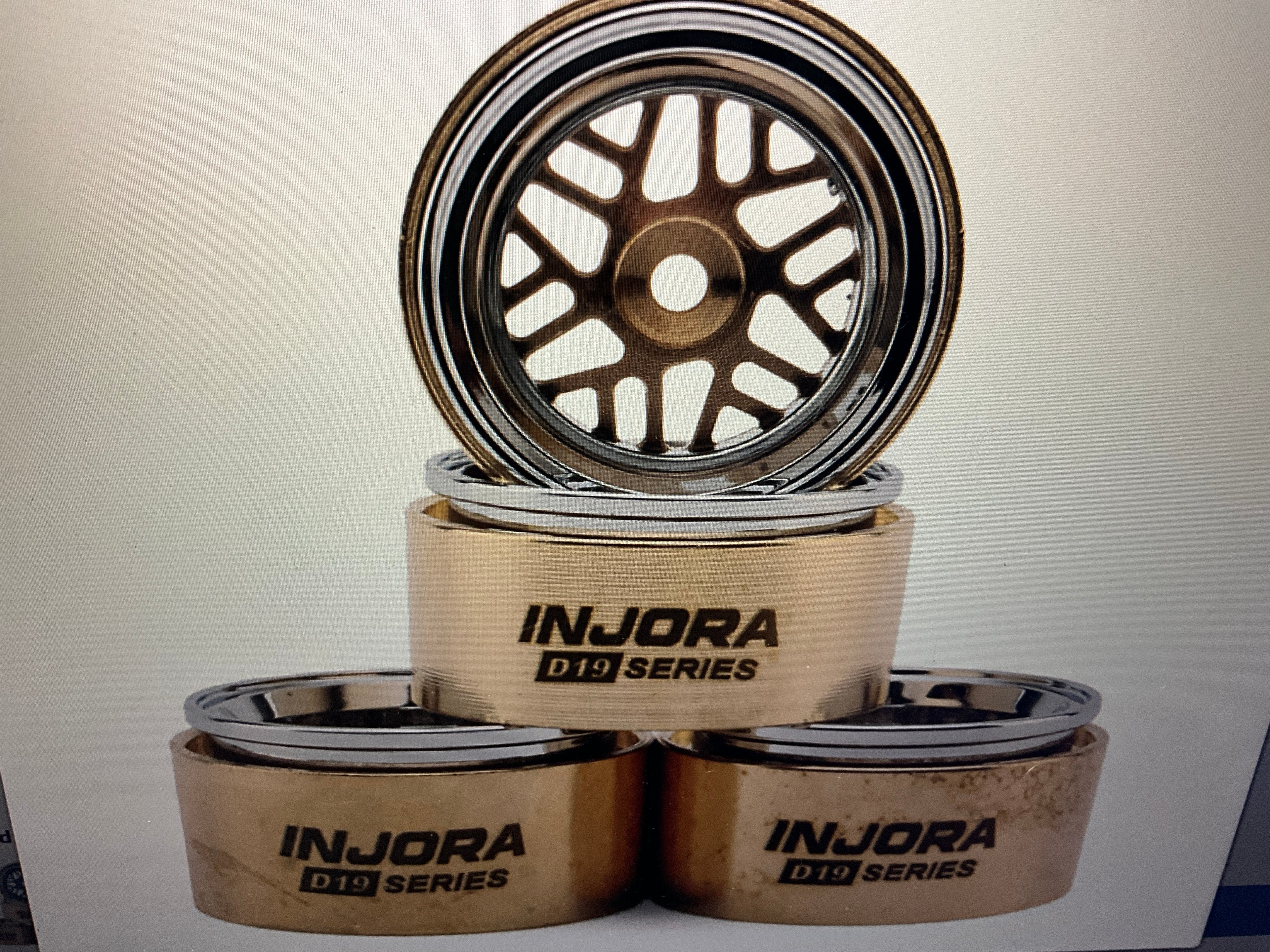 Injora 0.7" D19 ModuWheel Brass &amp; Aluminum Micro Crawler Beadlock Wheels (Gold) (4) (9.4g ea) (-2mm Offset)