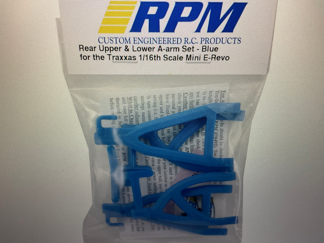 RPM Rear Upper &amp; Lower A-Arms for Traxxas 1/16 E-Revo (Blue)