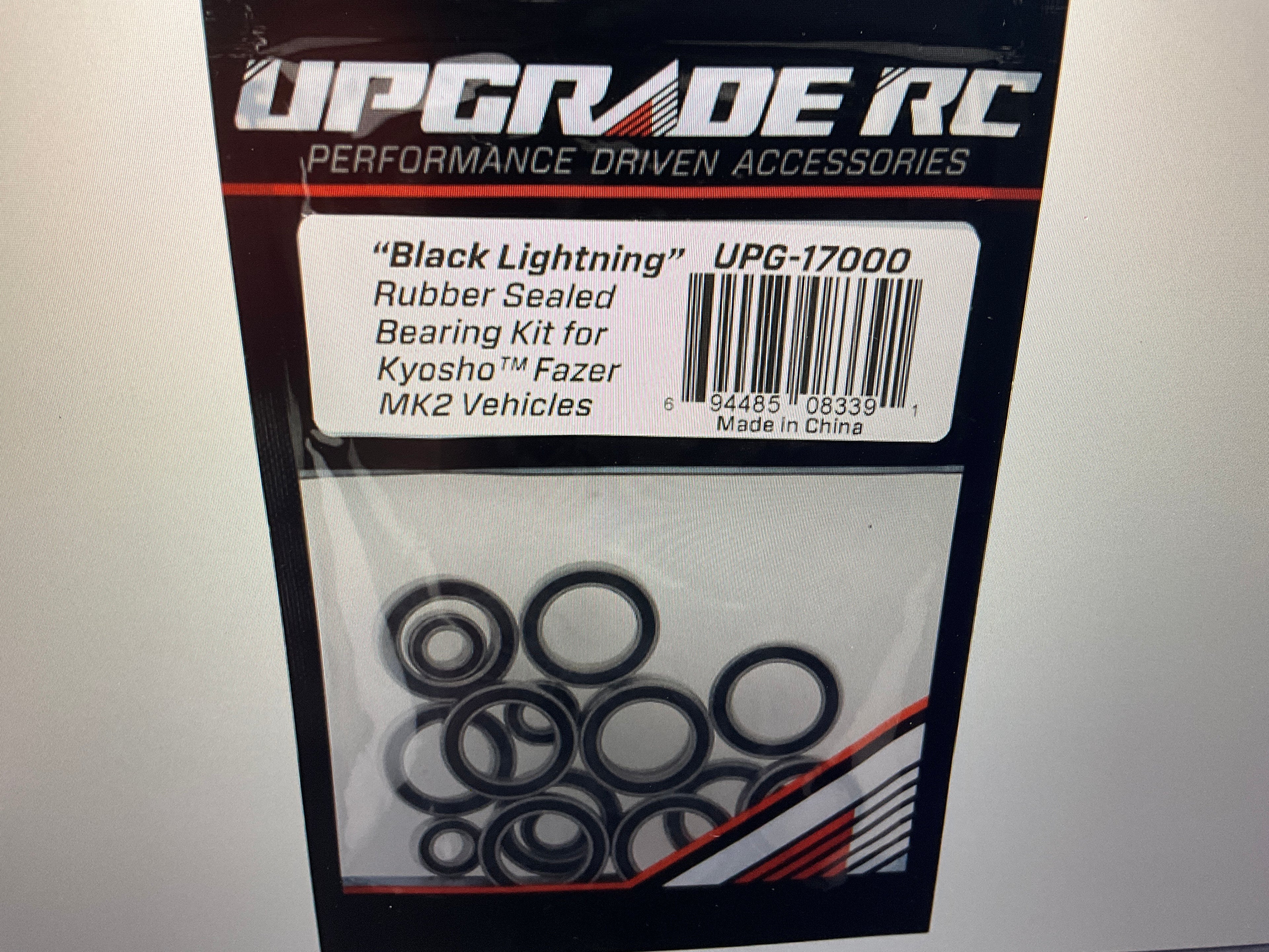 UpGrade RC "Black Lightning" Rubber Sealed Bearing Kit for Kyosho® Fazer Mk2
