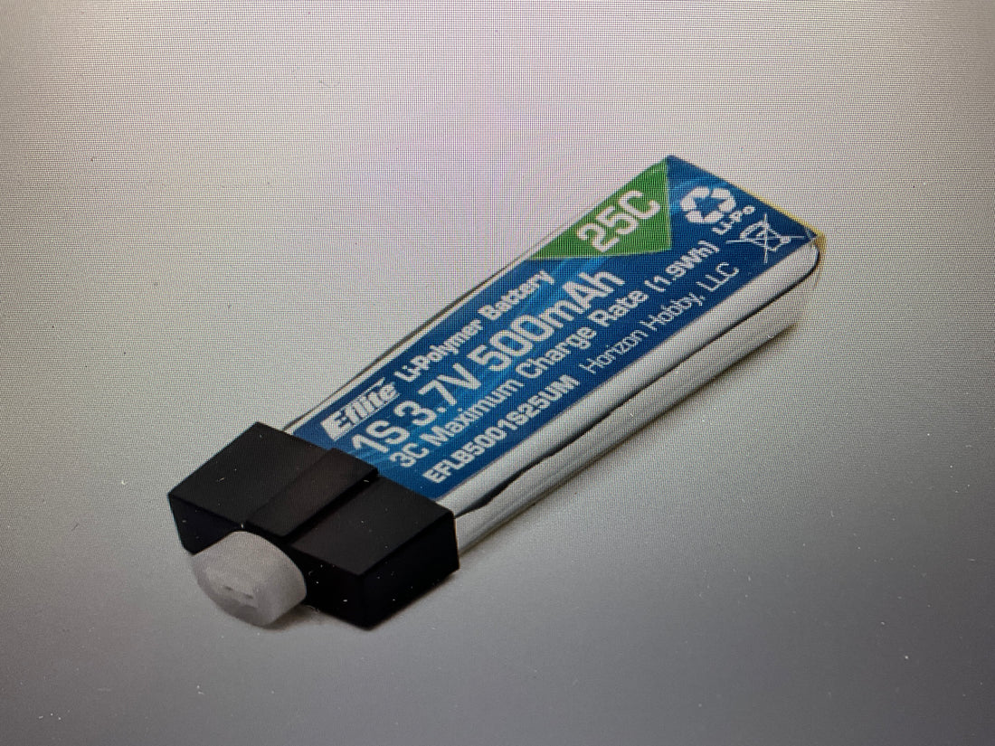 E_FLITE 3.7V 500mAh 1S 25C LiPo Battery: PH 2.0 (High-Current Ultra Micro)