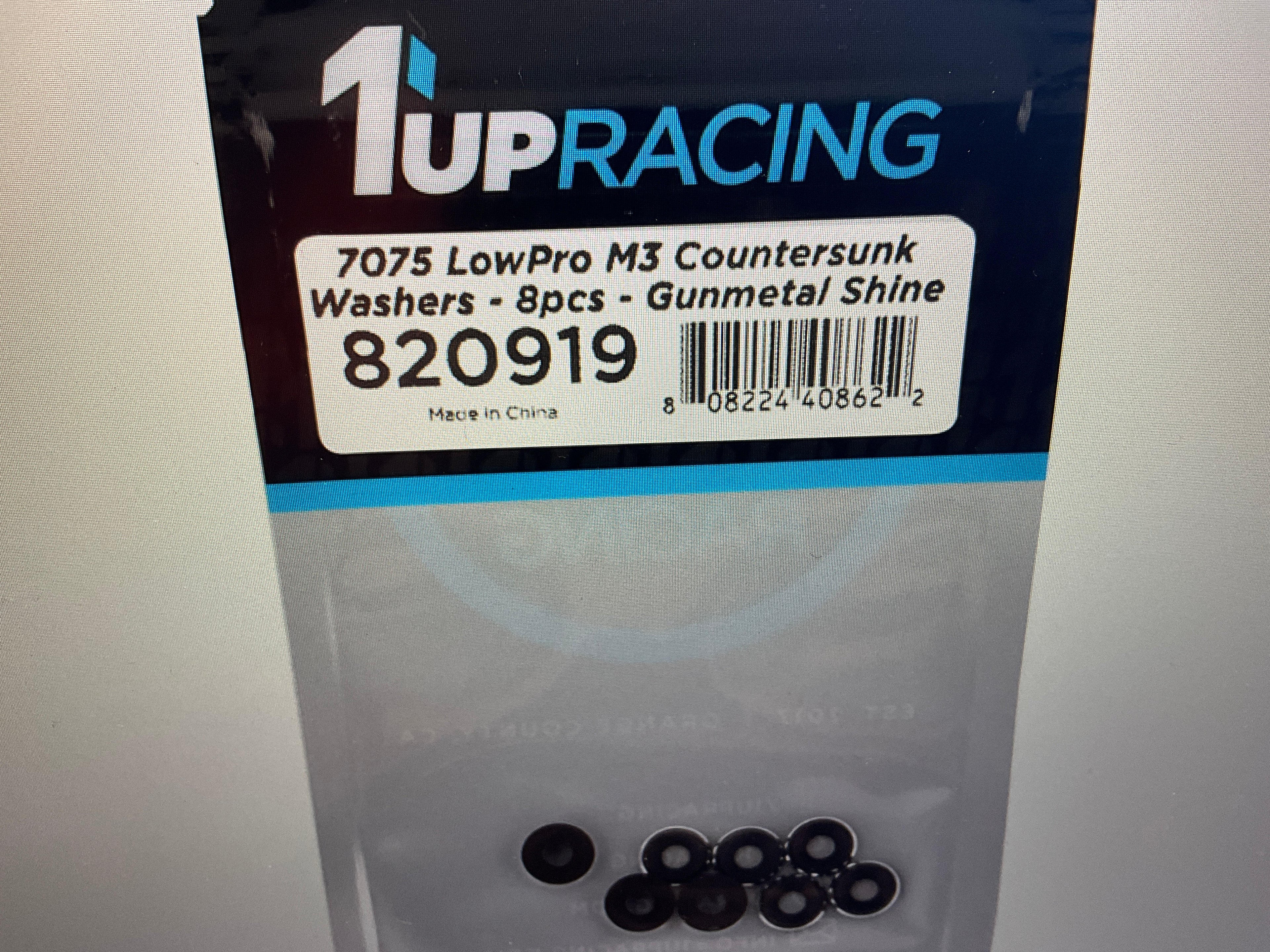 1UP Racing 3mm LowPro Countersunk Washers (8)