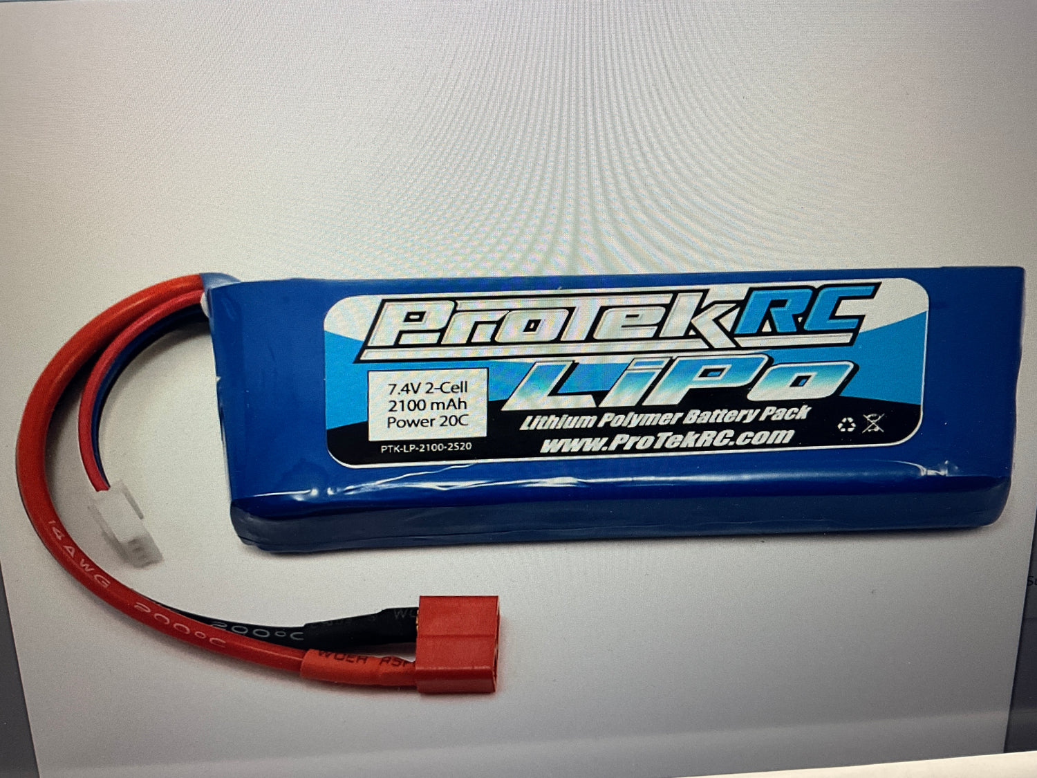 ProTek RC 2S LiPo 20C Battery (7.4V/2100mAh) (Receiver Battery) w/T-Style Connector