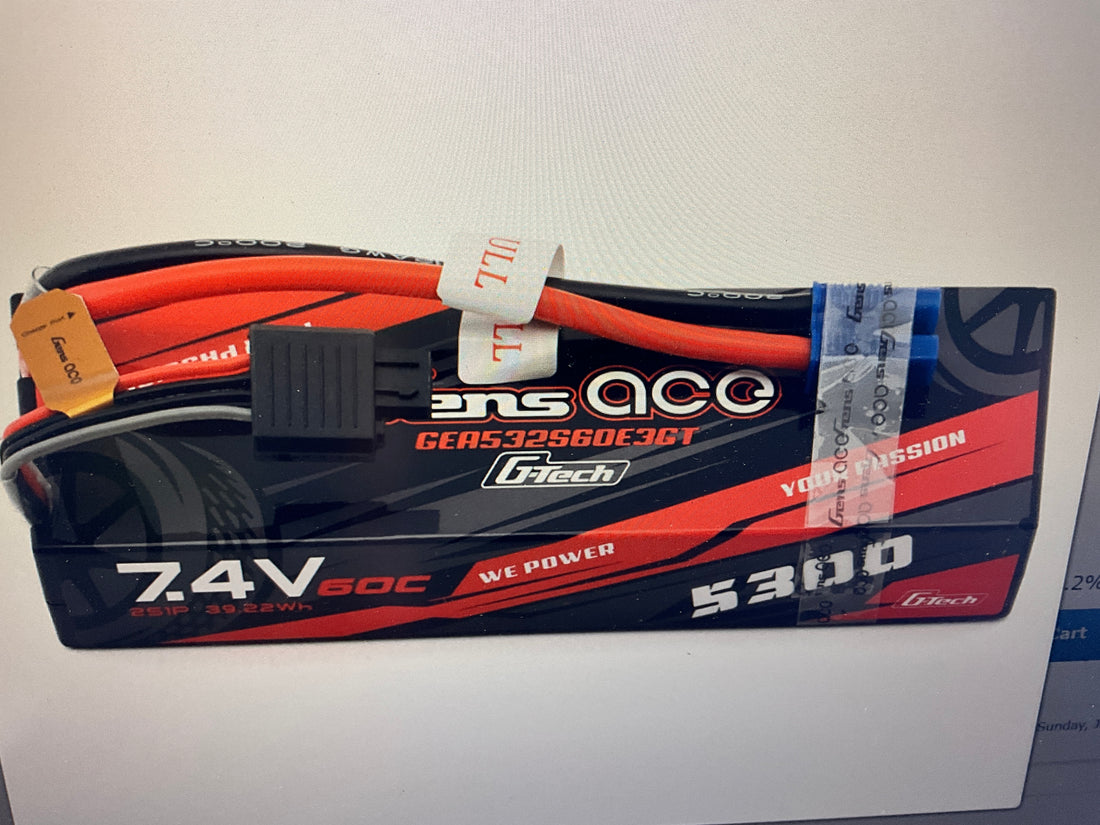 Gens Ace G-Tech Smart 2S LiPo Battery 60C (7.4V/5300mAh) w/EC3 Connector