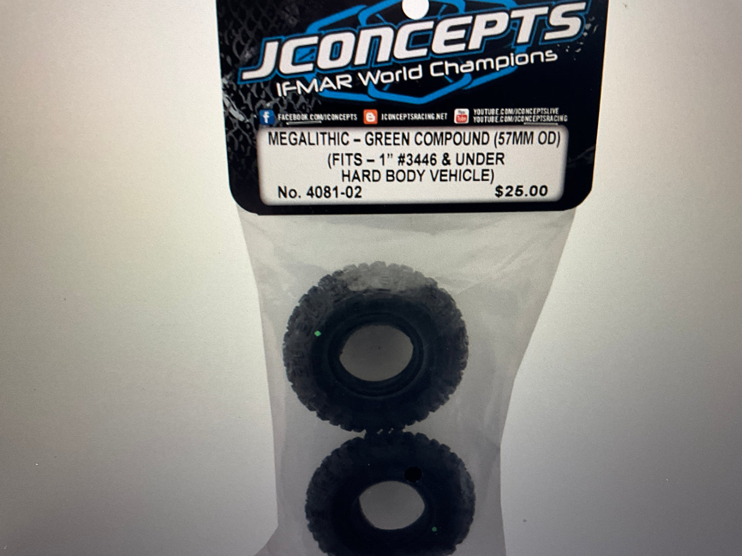 JConcepts Megalithic 1.0&quot; Micro Crawler Tires (2) (57mm OD) (Green)