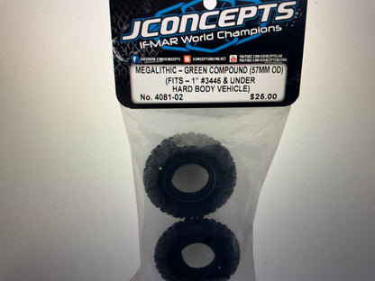 JConcepts Megalithic 1.0&quot; Micro Crawler Tires (2) (57mm OD) (Green)