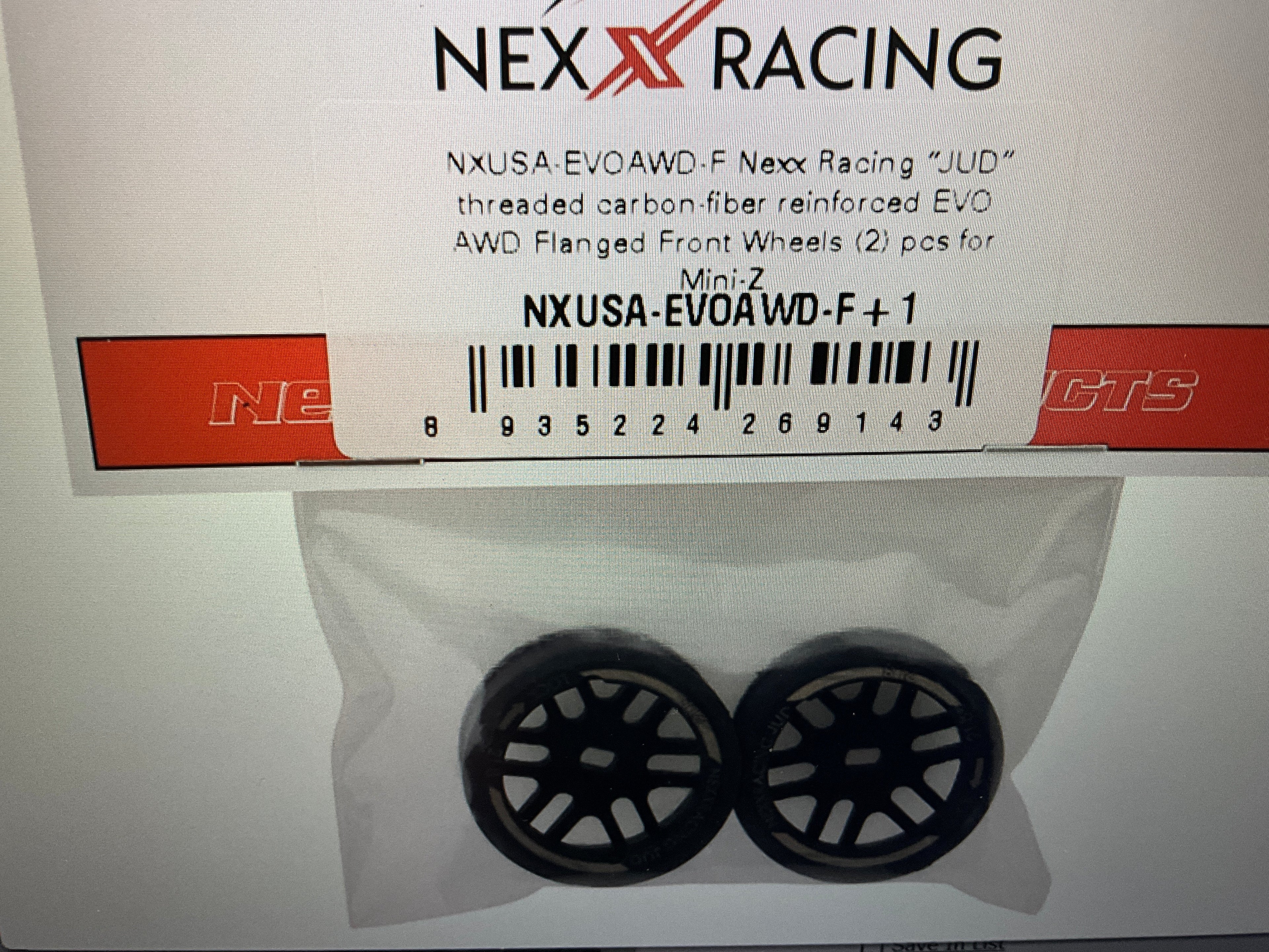 NEXX Racing Mini-Z "JUD" EVO Front Threaded Side-Wall AWD Carbon-Fiber Rims (1mm Offset) (Black) (2)