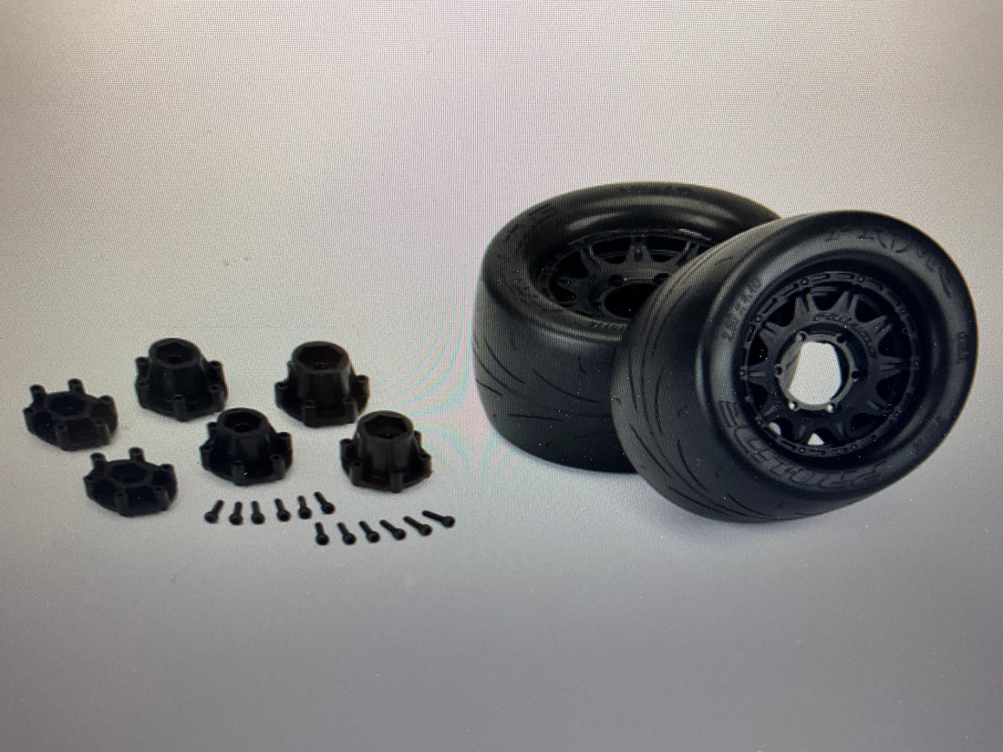 1/10 Prime F/R 2.8" Street MT Tires Mounted 12mm/14mm Black Raid (2)