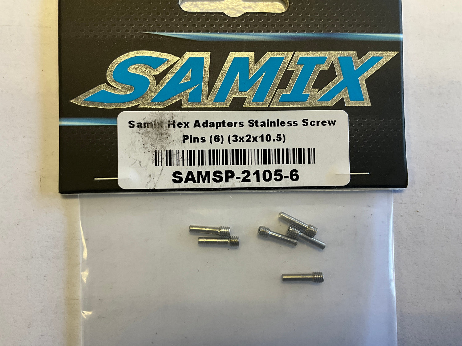 Samix Hex Adaptor Stainless Screw Pins (6) (3x2x10.5)
