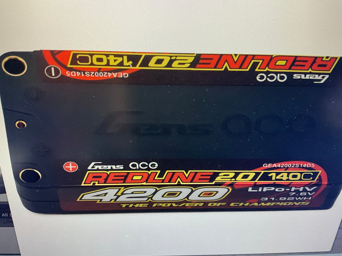 Gens Ace Redline 2.0 2S Shorty LiHV Battery 140C (7.6V/4200mAh) w/5mm Bullets
