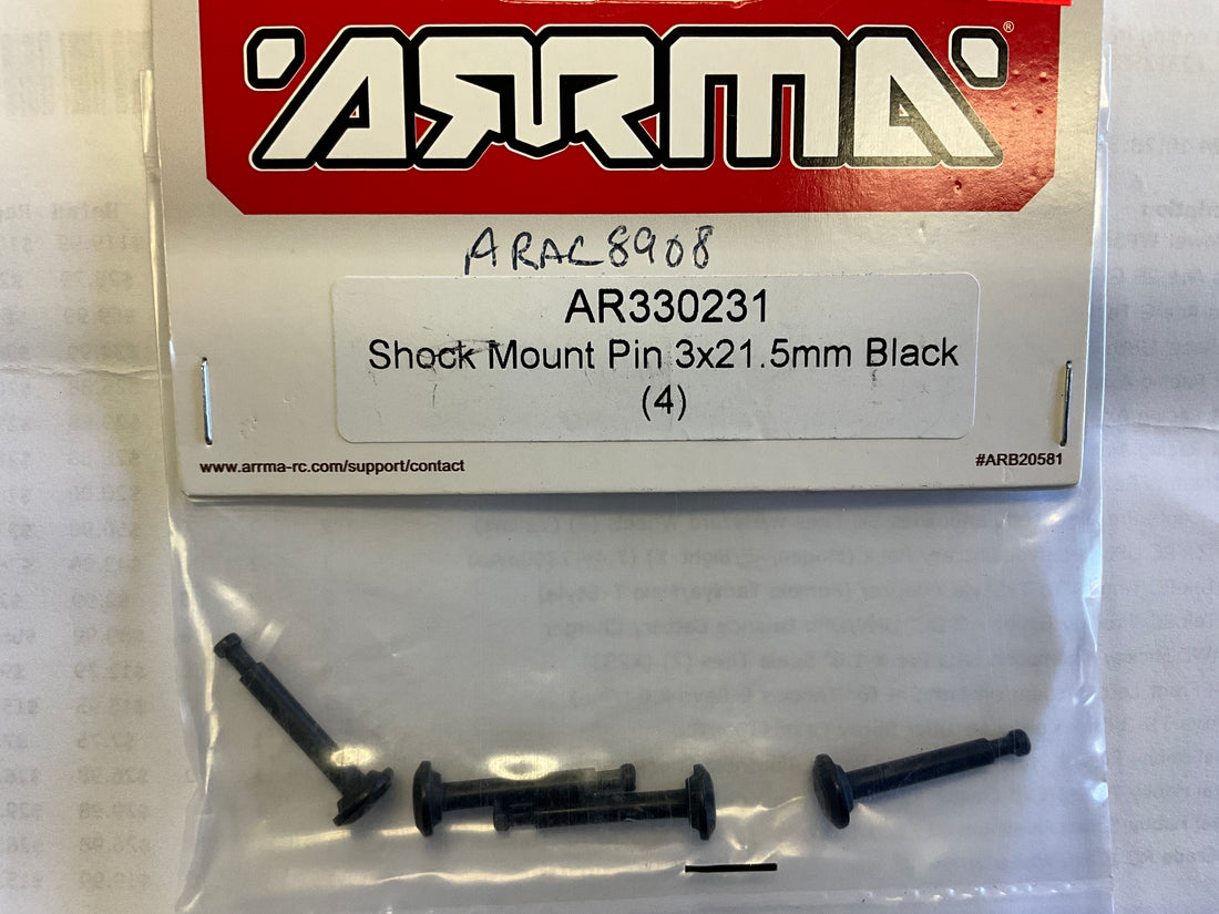 ARRMA Shock Mount Pin 3x21.5mm Black (4) AR330231