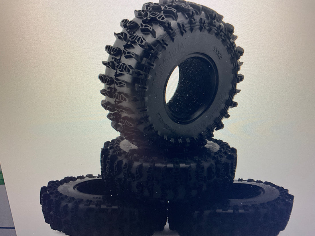 Injora 1.3" Cling On Micro Rock Crawler Tires Combo (4) (70mm OD) (S5) w/Soft Silicone Rubber Inserts