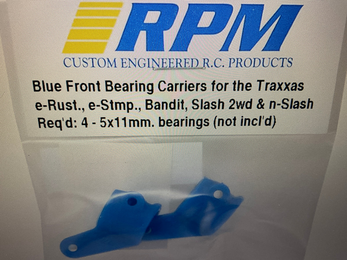 RPM Front Bearing Carrier Set for Traxxas Slash/Bandit/Rustler/Stampede (Blue) (2)