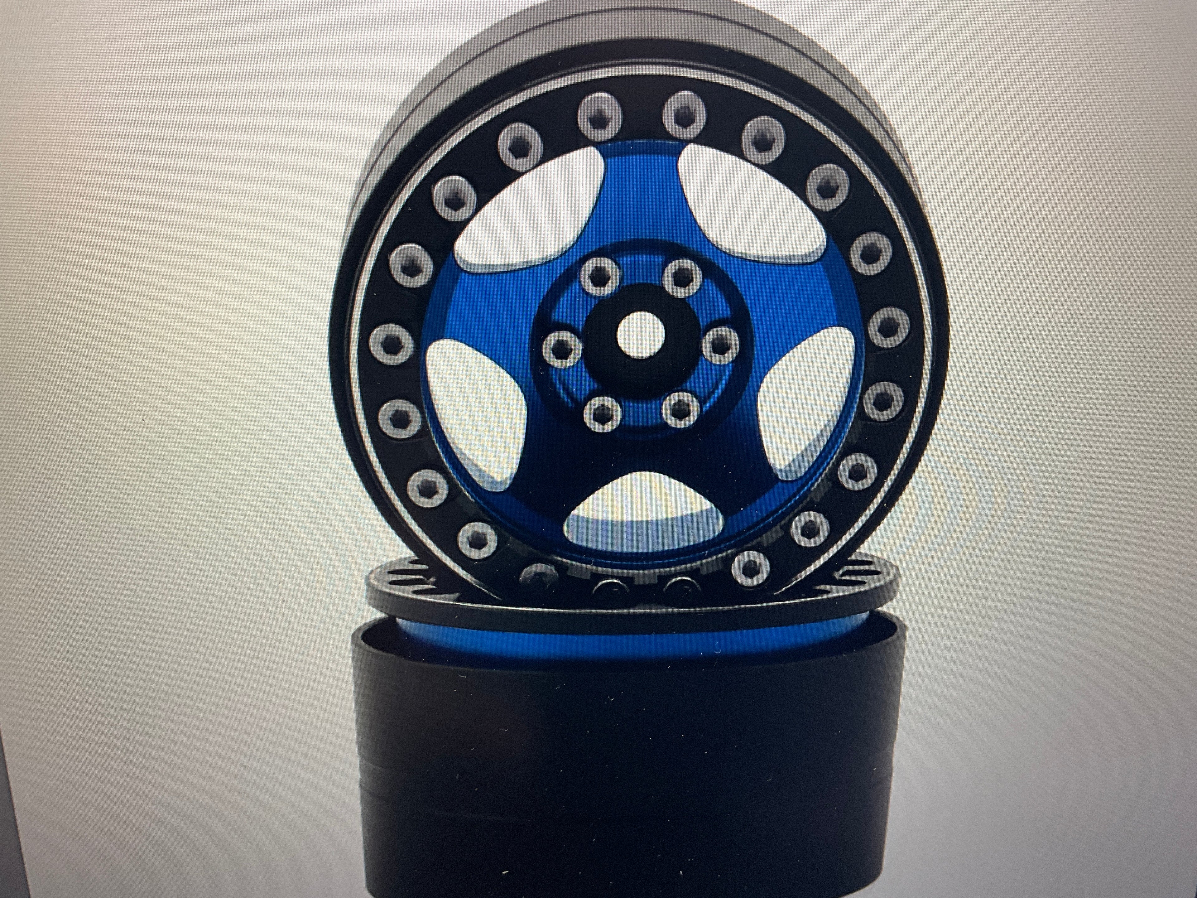 Treal Hobby Type C 2.2" 5-Spoke Aluminum 1/10 Rock Crawler Beadlock Wheels (Blue) (2) (137g ea)