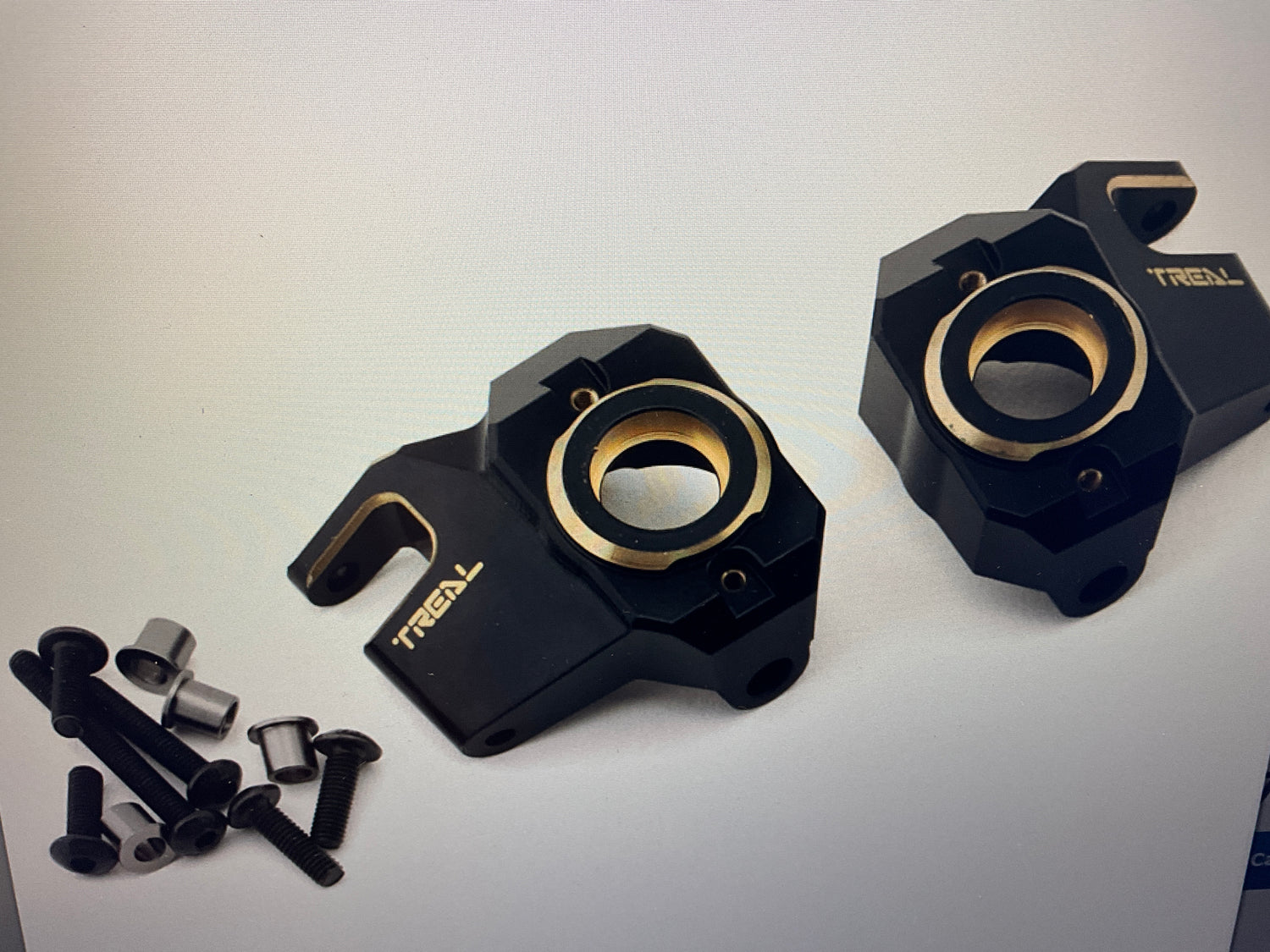 Treal Hobby Axial SCX10 III CNC Brass Front Steering Knuckles (Black) (2) (66g)