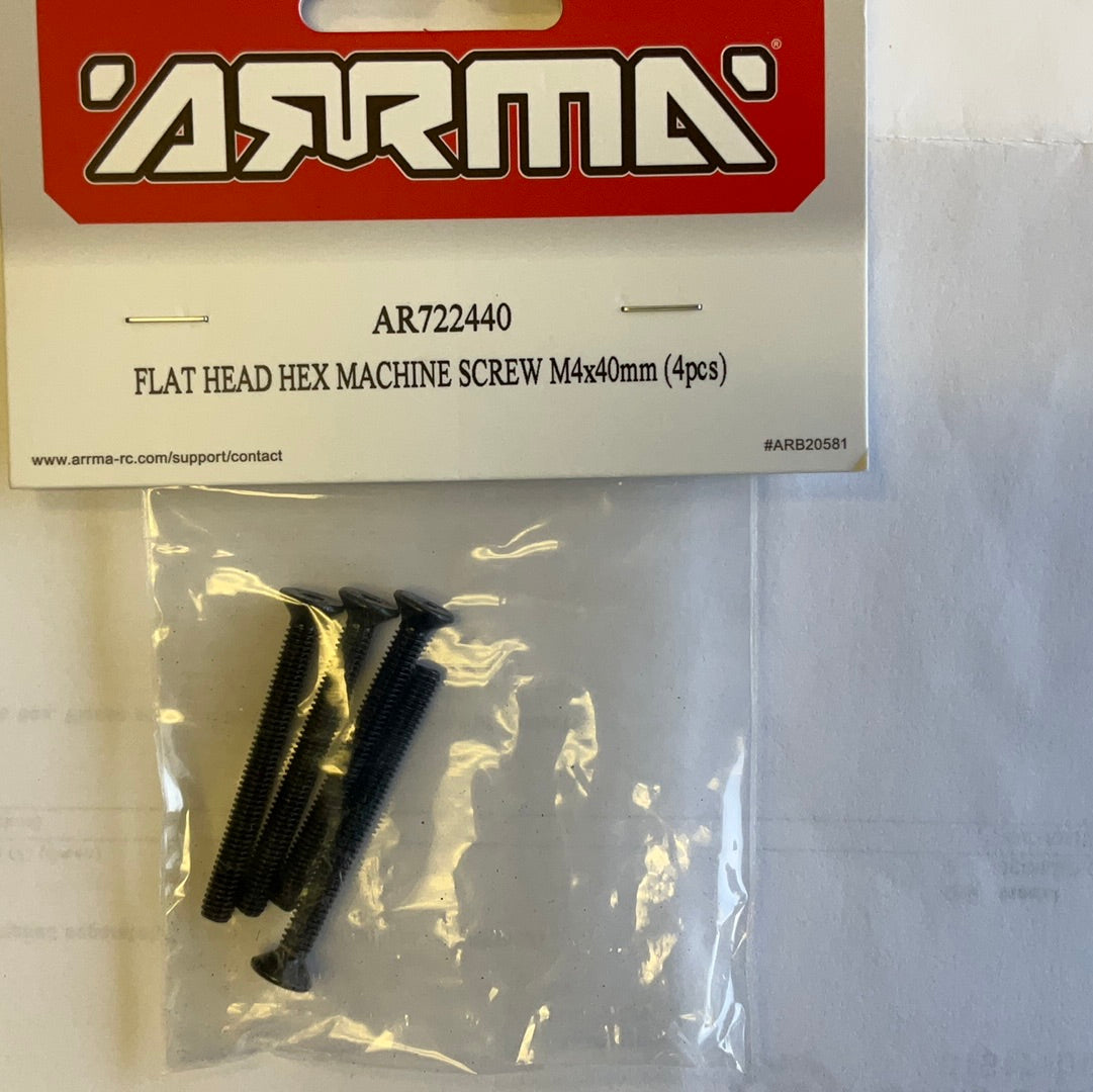 ARRMA Flat Head Hex Machine Screw 4x40mm 4x4 (4) AR722440