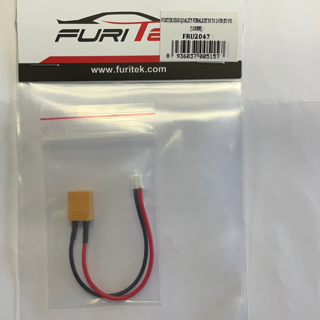 Furitek JST-PH to XT30 Battery Adapter (100mm) (Male XT30 to Female 2-Pin JST-PH)