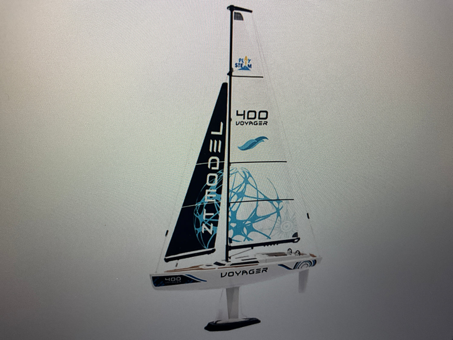 PlaySTEM Voyager 400 Motor-Powered RC Sailboat (Blue) w/2.4GHz Transmitter