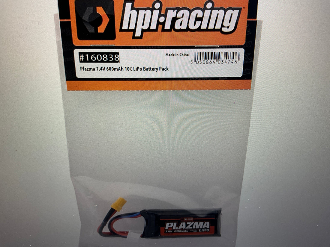 HPI Plazma 2S (7.4V/600mAh) 10C LiPo Battery w/XT30 Connector