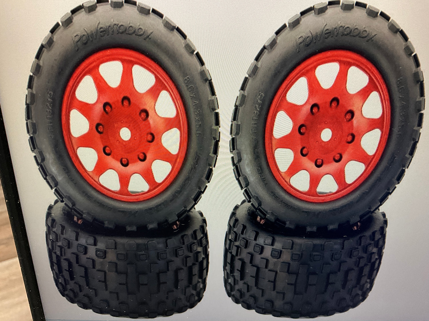 Powerhobby SCORPION XL Belted Tires / Viper Wheels (4) FOR Traxxas X-Maxx RED