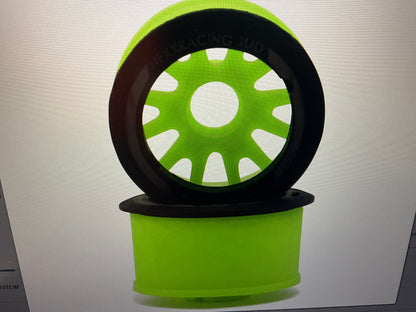 NEXX Racing Mini-Z RWD "JUD" EVO Rear Threaded Side-Wall Carbon Fiber Rims (3mm Offset) (Green) (2)